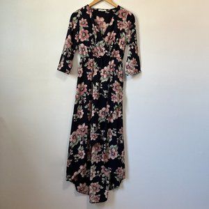 Eloges Navy Blue Floral Hi-Low Maxi Dress Size S
